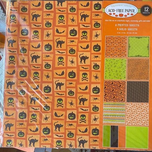 Halloween Junk Journal Scrapbooking Kit | Curated Papers, Ribbons Embellishments